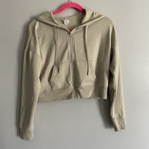 Women’s Yogalicious Full Zip Hoodie Small Light Green Crop